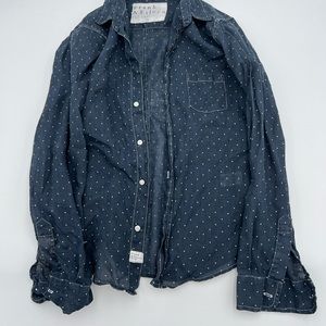 Frank & Eileen Midnight Navy Polka Dot Button-Up Shirt Small